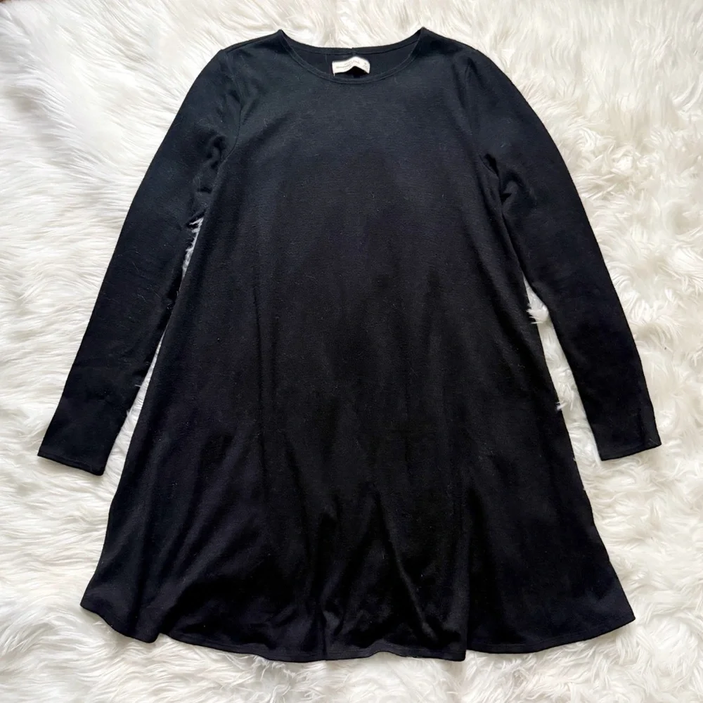 Abercrombie & Fitch Knit Long Sleeve Shirt Dress Black Size Medium - Picture 1 of 8